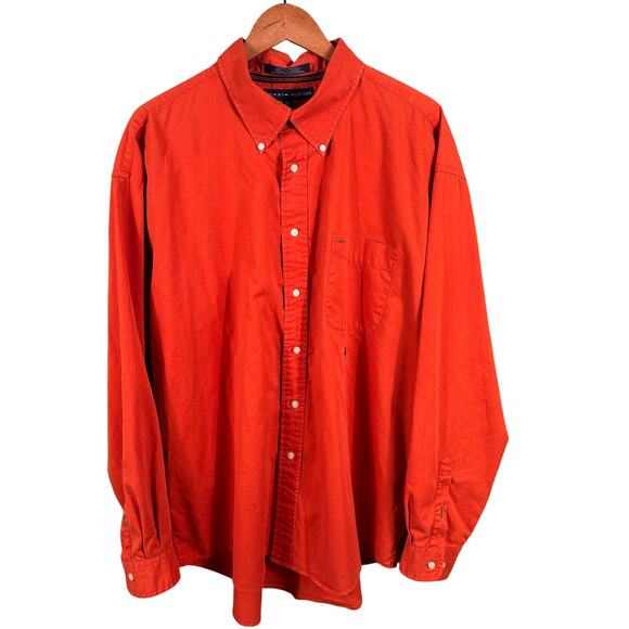 Tommy Hilfiger Men's Size XXL Orange Cotton Casual Button Down Long Sleeve Shirt - Picture 1 of 10